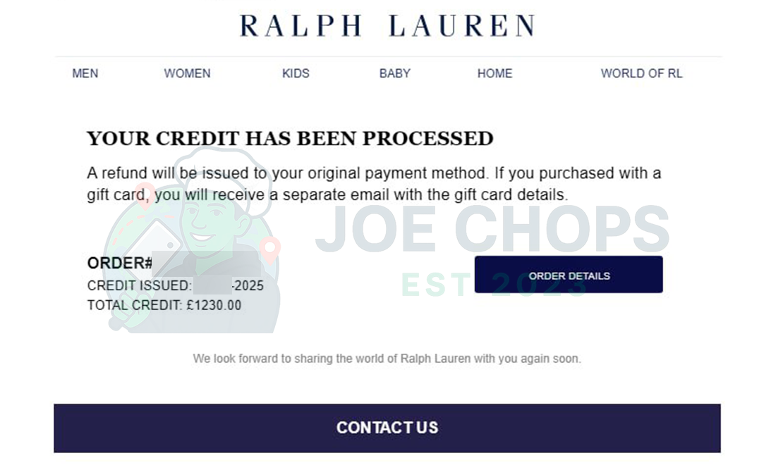 Ralph Lauren Order Success
